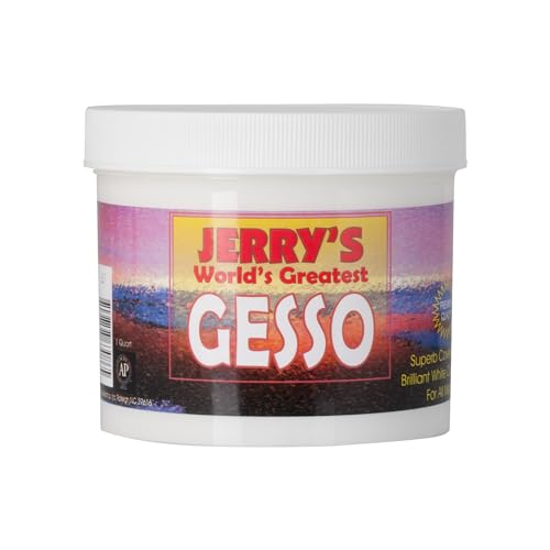 Jerry's World's Greatest Acrylic Ultra Bright White Gesso Primer - Non-Yellowing - Highly Pigmented Gesso Primer ideal for Students, Professionals, Artists - One Quart (32 oz) - size: 32 Fl Oz (Pack of 1)