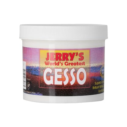 Jerry's World's Greatest Acrylic Ultra Bright White Gesso Primer - Non-Yellowing - Highly Pigmented Gesso Primer ideal for Students, Professionals, Artists - One Quart (32 oz) - size: 32 Fl Oz (Pack of 1)