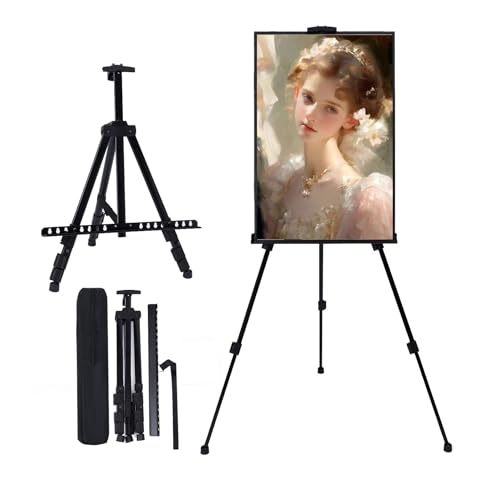 MXG Aluminum Art Easel,Professional Black Display Easel for Painting&Sign | 17-61 Inch Adjustable Height Tabletop & Floor standing Poster Stand 25lb Capacity for Canvas,Whiteboard,Home & Office - color: black