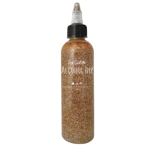 Premium Alcohol Ink|Metallic or Glitter Vibrant|High Saturated Unique Colors|4oz|for Tumblers,Coasters,Resin Dye,Alcohol Ink Paper,Yupo,Resin Petri Dish|by Ezgi Sertcetin (Glitter Luét Champagne) - color: Glitter Luét Champagne
