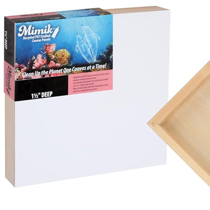 Creative Mark Mimik Recycled PET Cradled Canvas Panel 1-1/2" Depth- 12x12" Single Canvas- Medium-Textured Painting Board for Eco-Conscious Artists, 14.11 oz Triple-Acrylic-Primed Weight - size: 12X12"