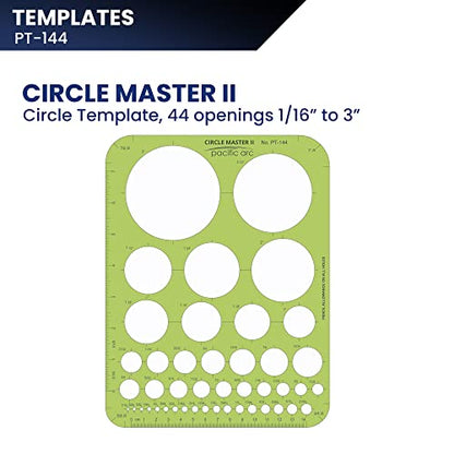 Pacific Arc - Circle Master II, 44 Shapes from 1/16 to 3 inch - Stencils for Drafting and Circle Drawing - Professional or School Work. - Size 7 x 9.25 inch - style: Circle Master II