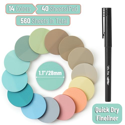 Mr. Pen- Round Transparent Sticky Notes, 1.1” Diameter, 14 Pads, 560 Sheets - color: Beach Joy, size: 560 pcs