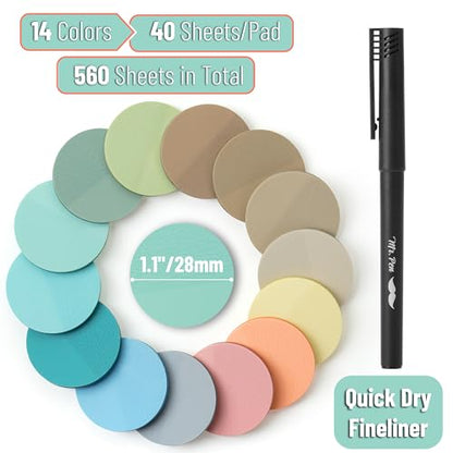 Mr. Pen- Round Transparent Sticky Notes, 1.1” Diameter, 14 Pads, 560 Sheets - color: Beach Joy, size: 560 pcs