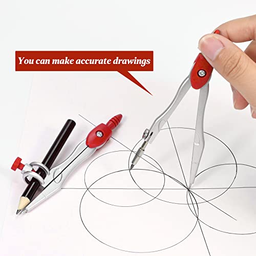 Vobou Math Geometry Sets 10 Pcs, Student Supplies Kit, Compass Set (Red - color: Red