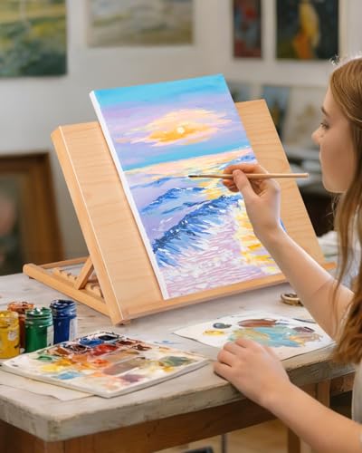 5-Position Tabletop Easel, Adjustable Angle Drafting Table Easel Drawing and Sketching Board, 18 1/2 Inches by 14 1/8 Inches - size: Large