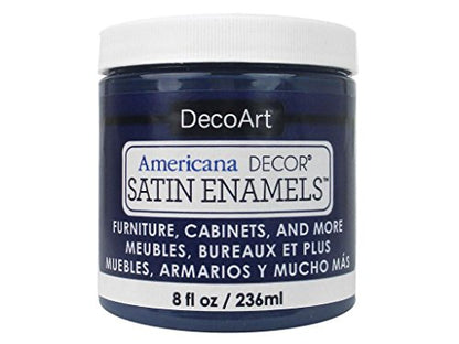 DecoArt Satin Enamels Acrylic Paint, 8 fl. oz Jar, Dark Denim (Pack of 1) - color: Dark Denim