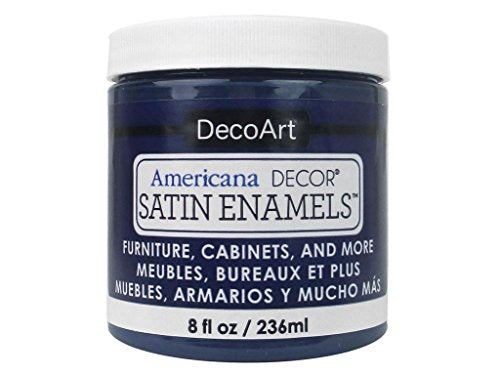DecoArt Satin Enamels Acrylic Paint, 8 fl. oz Jar, Dark Denim (Pack of 1) - color: Dark Denim