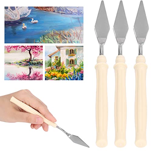 Palette Knife Set Stainless Steel 3PCS for Oil Acrylic Painting with Wood Handle Single Small Pointed Color Mixing Scraper