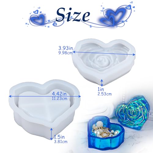 Heart Rose Jar Resin Mold, Jars Silicone Molds with Lid for Epoxy Resin