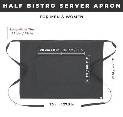Chef Works Unisex Half Bistro Server Apron - color: Dark Grey Stripe