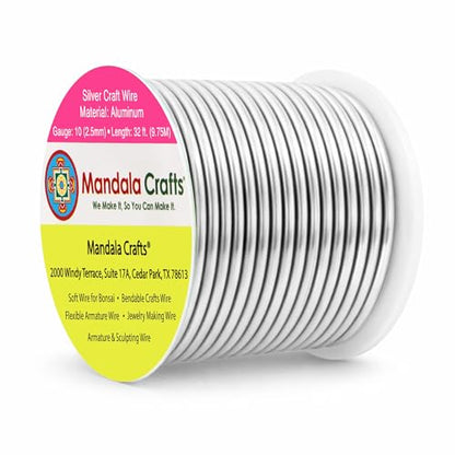 Mandala Crafts 10 Gauge Silver Tone Anodized Aluminum Craft Wire, 32 FT - color: Silver Tone, size: 10 Gauge