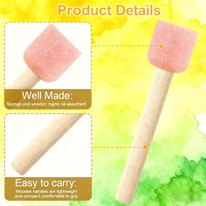 10Pcs Pink Round Sponge Paint Brushes, High-Density Foam Daubers with Wood Handles for Even Application, Washable Art Tools for Acrylics, Stencils, Varnishes and DIY Craft Projects, 0.78in