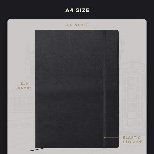 Beechmore Books A4 8.5x11 Mixed Media Sketchbook 160 GSM/98LB with Gift Box - color: Charcoal Black, size: A4 - 8.5" x 11.5" Large