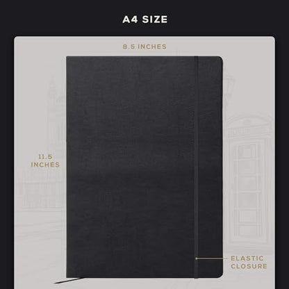 Beechmore Books A4 8.5x11 Mixed Media Sketchbook 160 GSM/98LB with Gift Box - color: Charcoal Black, size: A4 - 8.5" x 11.5" Large