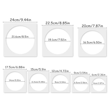 Round Stencil, 8 PCS Different Size Round Stencils, Template Stencil, Large Stencil for Spray Painting, Painting Template for Fabric Walls Arts Paper - style: round