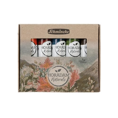 Schmincke - Horadam Naturals, Set Vegetable, 5 x 15 ml tubes, 86001097, finest vegan watercolor, vegetable pigments, combination of watercolor & gouache - color: vegetable pigments