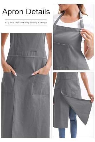 Nanxson Pottery Apron Split Leg with 3 Pockets & Adjustable Buckle | cotton material,Long apron,adjustable waist tie,for Pottery Ceramic Wheel DIY Art Garden - color: Grey