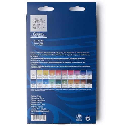 Winsor & Newton Cotman Watercolor Paint Set, 20 Colors, 5ml (0.17-oz) Tubes - style: 20 Tube Set 5ml