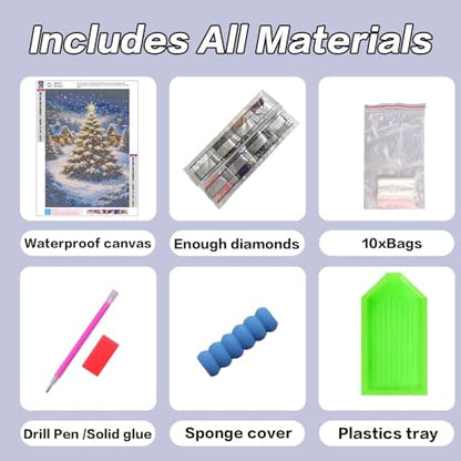 HHMATITS Christmas Tree Diamond Art Kits for Adults 12x16 Inch - color: Christmas