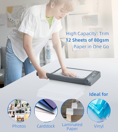 Firbon 12 Inch Guillotine Paper Cutter, Heavy Duty Paper Trimmer, Gray | 12-Sheet Capacity | Dual Scales | Paper, Cardstock & Photo Trimming | Scrapbooking Crafts | Office, Home & Studio Use - color: Gray