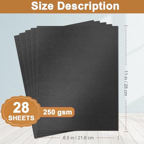 Silunkia 28 Sheets Shimmer Black Cardstock 8.5 x 11 Heavyweight Paper 92lb | Black Construction Paper Card Stock for Making Card, Greeting Cards, Office, Scrapbooking, Wedding Invitations - color: Black, size: 28 Sheets