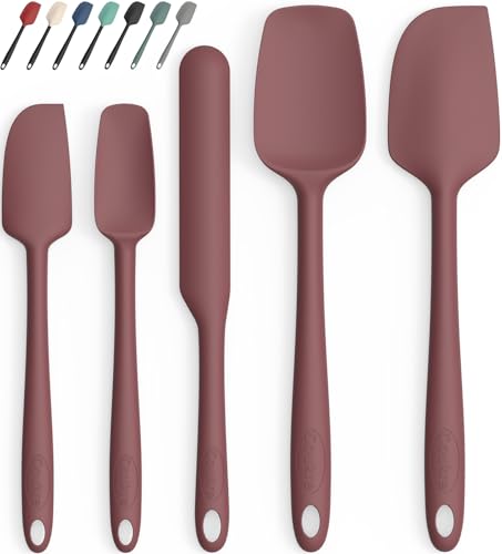 Coukre Silicone Spatula Set of 5,High Temperature Resistant, Food Grade Silicone, Dishwasher Safe, for Baking, Cooking (Pure Wine) - color: Pure Wine