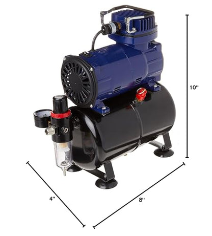 Paasche D3000R 1/5 HP Compressor with Tank, Regulator and Moisture Trap, Blue & Black