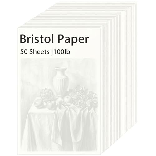 gisgfim 50 Sheets Bristol Paper Smooth 11×14 inches 100lb/270g Artist Paper for Adults and Students Markers Pen and Ink - size: 11×14