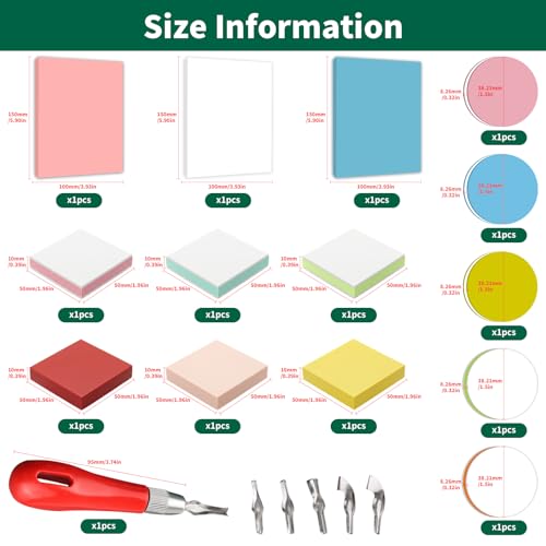 21Pcs Linocut Kit for Printmaking & Stamp Carving, 14Pcs Soft Rubber Linoleum Blocks and Carving Tool for Beginner Printing Craft Supplies