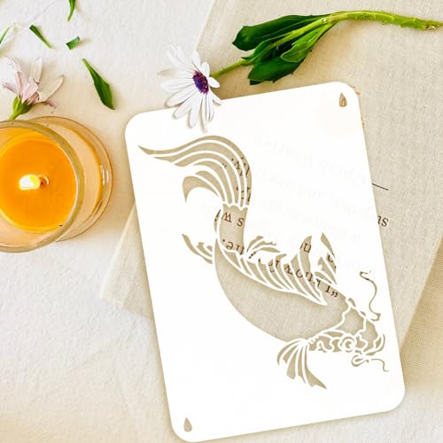 FINGERINSPIRE 4PCS Layered Koi Fish Stencils for Painting 8.3x11.7inch Large Koi Fish Painting Stencils Reusable Drawing Templates Animal Theme Stencil for Wood Fabric - color: Layered Koi Fish