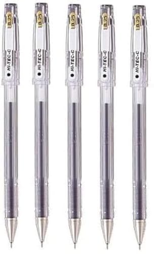 Pilot Hi-Tec-C 025 Gel Ink Pen, Hyper Fine Point 0.25mm, Black Ink, LH-20C25, Value Set of 5