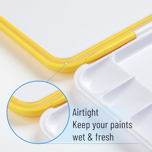Mr. Pen- Airtight Watercolor Palette with Lid, 18 Wells & 2 Mixing Areas (Pack of 2) - color: Yellow, size: 2 Pack