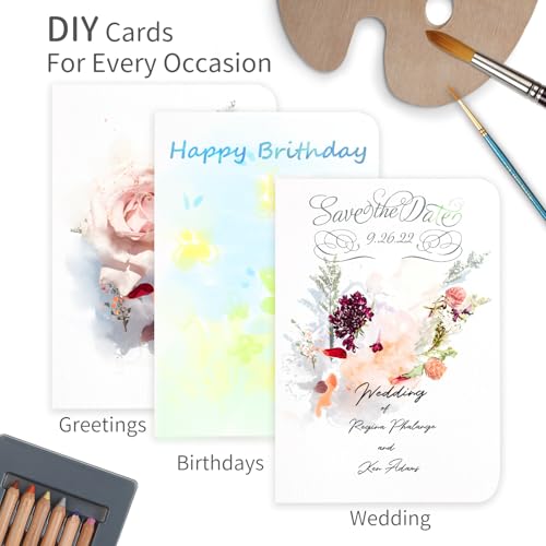 Funto 5x7 Blank Watercolor Cards and Envelopes, 50 Cards+50 Envelopes - style: 5x7 Cards and Envelopes