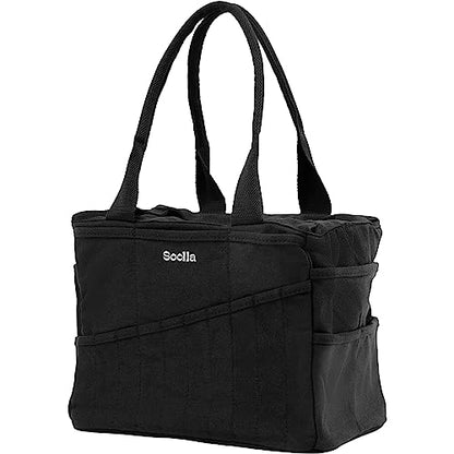 Soolla Studio Bag: Art Supply Storage Organizer & Pottery Tool Bag, Washable Tote, Yarn Bag, Crochet, 30 Pockets, 15+ Colors - color: Blackout