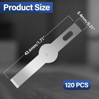 120 Pack Hobby Knife Blades, #17 High Carbon Steel Replacement Blades for Craft & Art, Standard Sharpness Craft Knife Refills for Paper, Fabric & Thin Plastic - style: #17