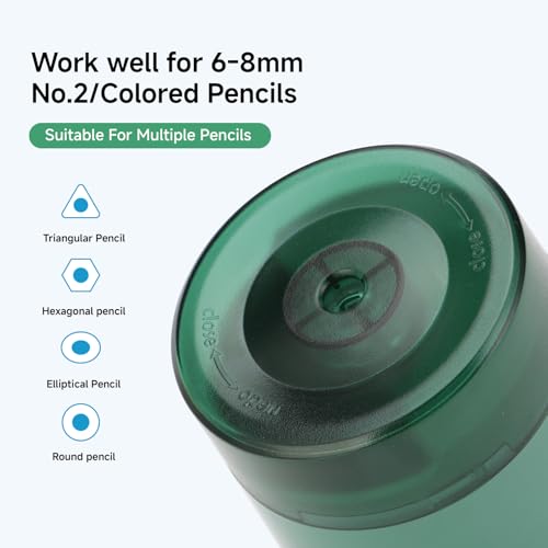 Electric Pencil Sharpener, Dual Power USB Battery Operated, Portable Design for 6-8mm Pencils, Home School Office Use (Green) - color: Green
