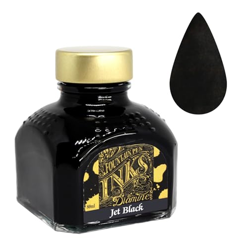 Diamine Ink Bottles - Choose Colour & Bottle Size 80ml/250ml/500ml, Perfect for Artists, Writers, Schools, Large Workplaces (80ml, Jet Black) - size: 2.7 fl oz