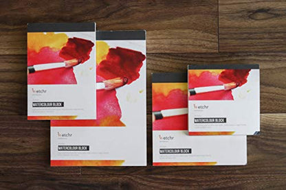 ETCHR Watercolor Paper Block - A4 Professional Cotton Watercolor Block Cold Press 300g (140 lb)