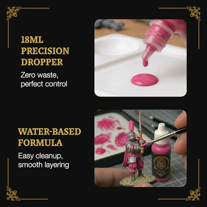 Ludus Bellum Miniature Paint Pink Color 18ml Precision Dropper Bottle | Professional Acrylic Paint for Miniatures & Models, Provides Quality Acrylic Tones and Shades for Warhammer 40K D&D Figures - color: Pink
