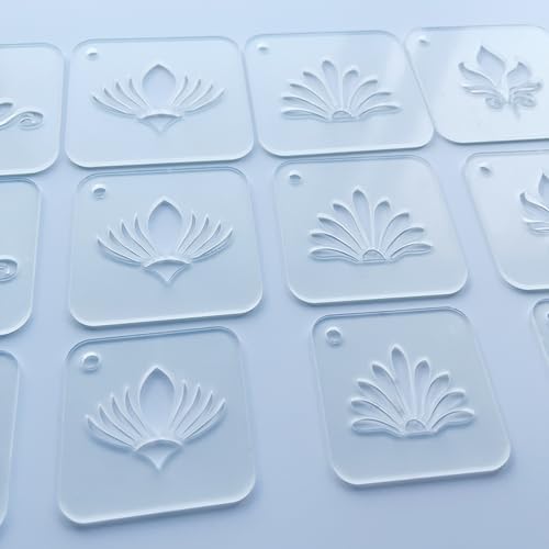 Mandala Stencils for Painting, 15 Pack Clear Acrylic Templates with Metal Ring, 3 Sizes 2.17-2.95 Inch, for Dot Art Canvas Wood