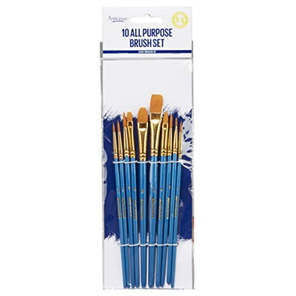 Artlicious Paint Brushes - Acrylic Set and Detail Paint Brushes for Kids - Use with Craft, Watercolor, Oil, Face Art, Washable, Miniature Detailing and Rock Painting - style: 10 Pack