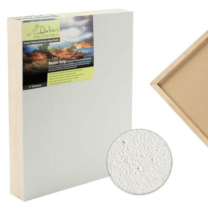 Da Vinci Pro Resist-Grip Coarse Textured Gesso Board, 4x12-6 Pack, 2" Depth Art Boards for Painting, White Acrylic Polymer with Quartz Sand, Warp-Resistant Cradled and Sealed MDF Panel - size: 4x12" - 6 Pack