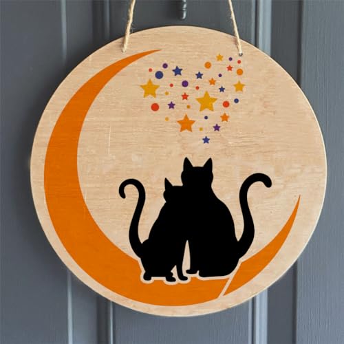 FINGERINSPIRE 6 PCS Moon Cat Painting Stencil 7.8x7.8inch Reusable Cat Silhouette Template Stencils Flower Girl Stars Stencil Cats Pattern Animal Theme Template for Painting on Wood Wall - color: 6PCS Moon Cat