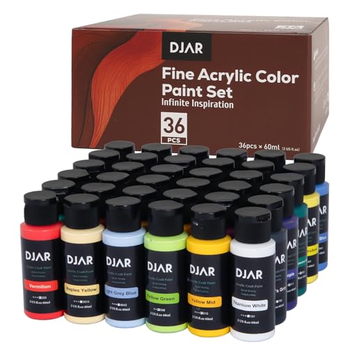DJAR 36 Colors Acrylic Paint Set for Artists Beginners, 2 fl oz/60ml - size: 36 Colors (60ml/Bottle)