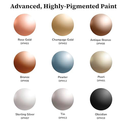 DecoArt Extreme Sheen Metallics Acrylic Paint Set – Starter Set of 9 Bottles (2 fl oz) – Premium Art and Craft Metallic Paints - color: Multi - Extreme Sheen 9 Piece