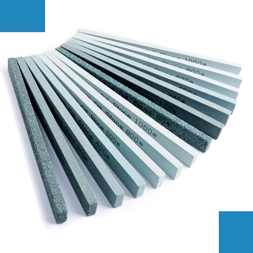 Sharpening Stone Sticks,14pcs Flat Square Green Carbon Oilstone Sanding Stone for Sharpening Cutting tools, Honing Steel Tool (5.9 * 0.47 * 0.24Inch) - size: 5.9*0.47*0.24Inch