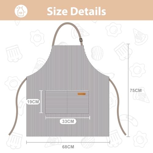 VALOME 2 Pack Kitchen Aprons with Pockets, Cooking Chef Apron for Men Women | Adjustable Neck Strap, Unisex Bib Soft Aprons, Cotton-Blend, for Grilling Cooking Gardening Baking - color: Black & Brown