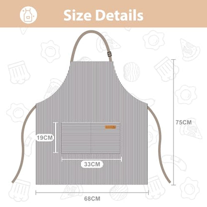 VALOME 2 Pack Kitchen Aprons with Pockets, Cooking Chef Apron for Men Women | Adjustable Neck Strap, Unisex Bib Soft Aprons, Cotton-Blend, for Grilling Cooking Gardening Baking - color: Black & Brown