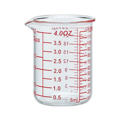 120 ML/4OZ High Borosilicate Glass Measuring Cup-V-Shaped Spout,Glass Measuring Beaker for Kitchen or Restaurant, Easy to Read(SINGLE) - size: 120 ML (4 Oz)-SINGLE
